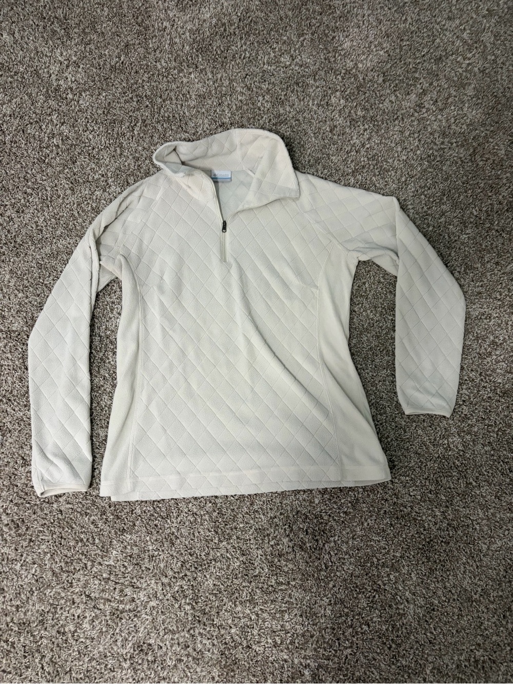 Columbia Cream Quarter-Zip Diamond-Quilt Pullover